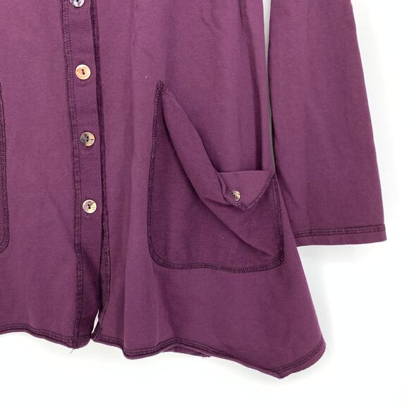 CMC By Color Me Cotton Button Front Shirt Womens Oversized XS Purple Swing Style - Picture 4 of 6